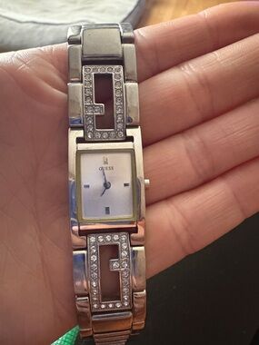 GUESS Silver Crystal Accent Women's Bracelet Watch